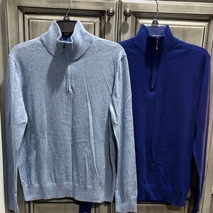 Qi/Banana Republic Cashmere  Men's Zip-Up Sweater Duo